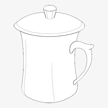 带盖的手绘线条杯子