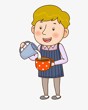 拿着水壶倒水的男人