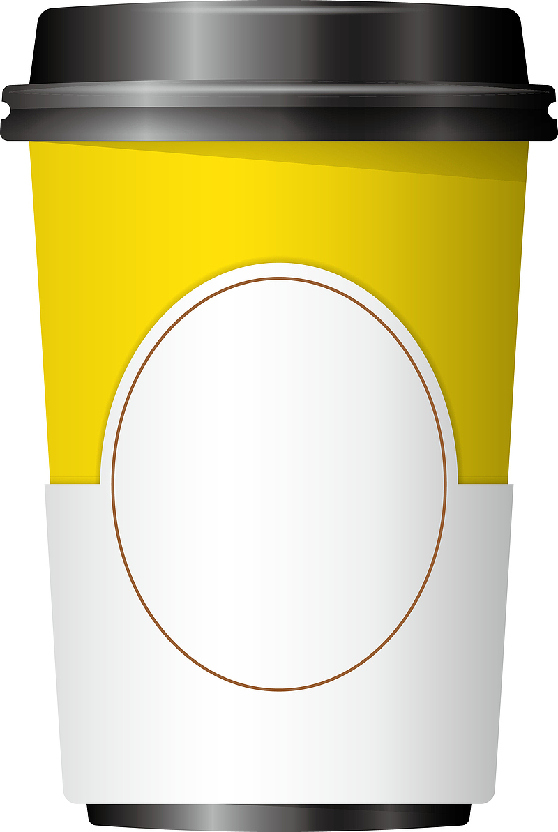 黄色卡通杯子设计图
