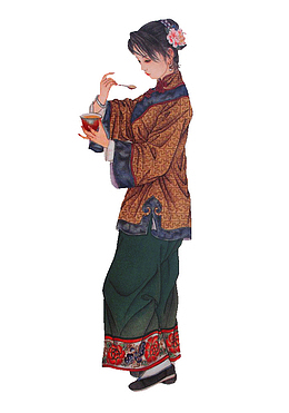 喝茶的古代女子