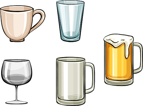 矢量手绘玻璃杯