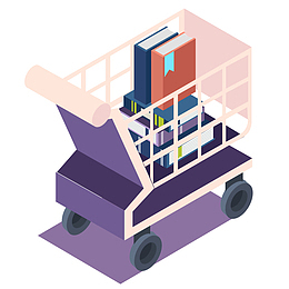 立体化电脑设计购物车素材