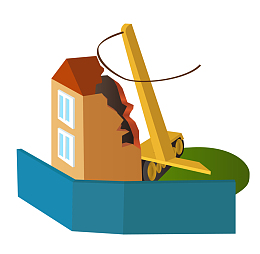 拆房子作业矢量图