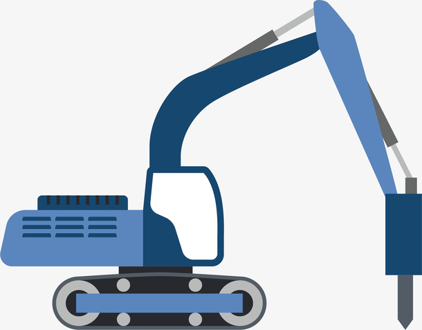 矢量图蓝色的挖掘机
