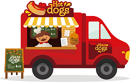 矢量图红色汉堡快餐车