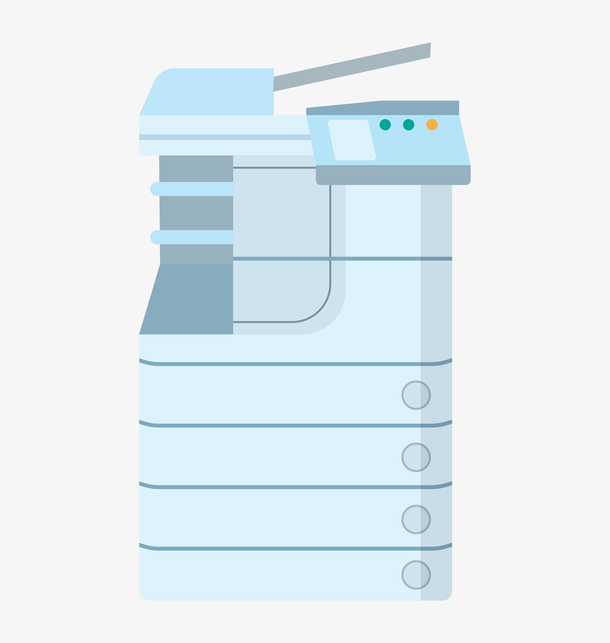 蓝色手绘线条打印机