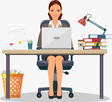 手绘卡通办公场景职业人物女性