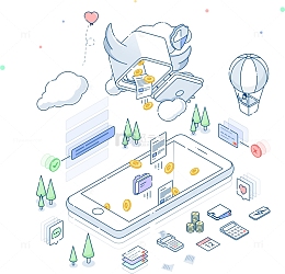 商务2.5D科技矢量插画