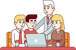 手绘伏案开会