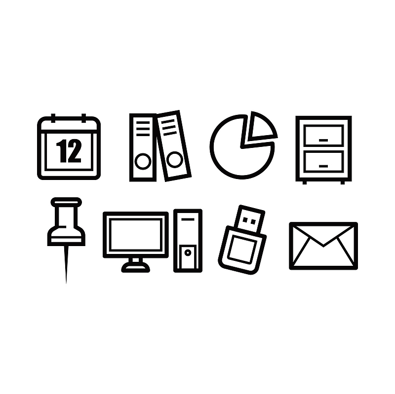 黑白职场office图标