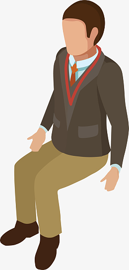 办公矢量人物坐姿素材