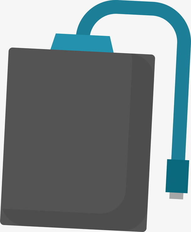 手绘卡通办公用品移动硬盘矢量素