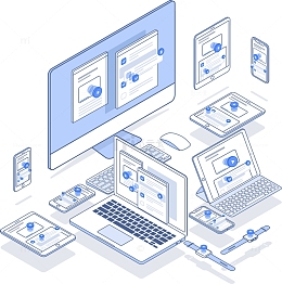 商务科技2.5D矢量插画