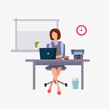 办公室工作女孩矢量图