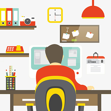 卡通工作的男人免抠图