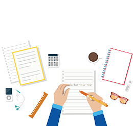 办公桌书写文章的人