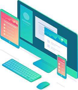 商务2.5D电子产品矢量插画