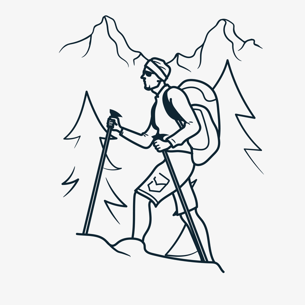 爬山的简笔画一个人图片