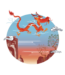 中国风圆形创意飞龙在天图标