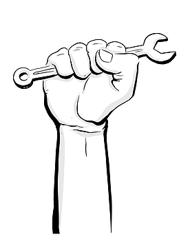 劳动节拿着扳手的手