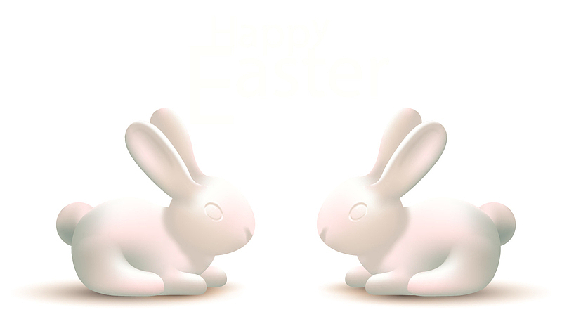 复活节呆萌白色兔子
