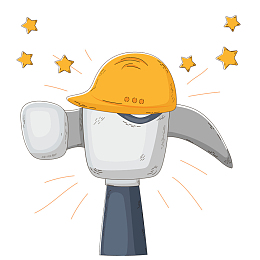 五一劳动节工具主题榔头安全帽矢