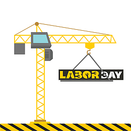 劳动节卡通黄色吊机