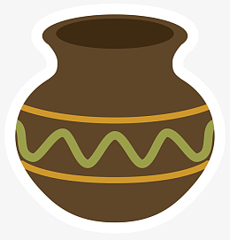 褐色瓦罐卡通丰收节