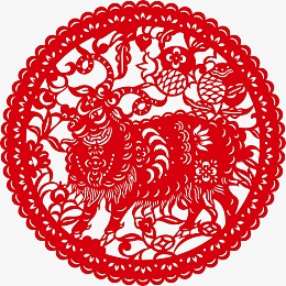 免抠中国风剪纸羊窗花素材免费下载_觅元素