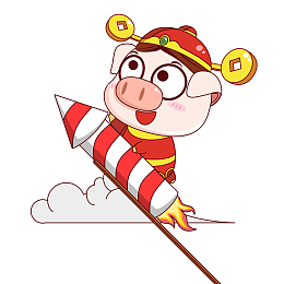 卡通火箭漫画财神猪PNG免费下载