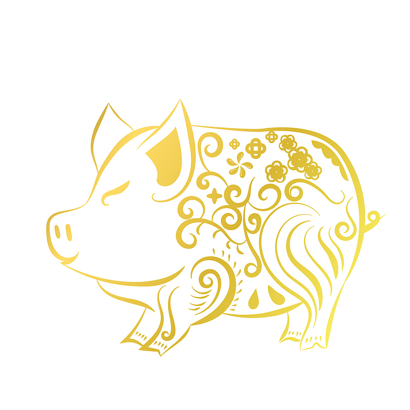 金色小猪矢量图装饰