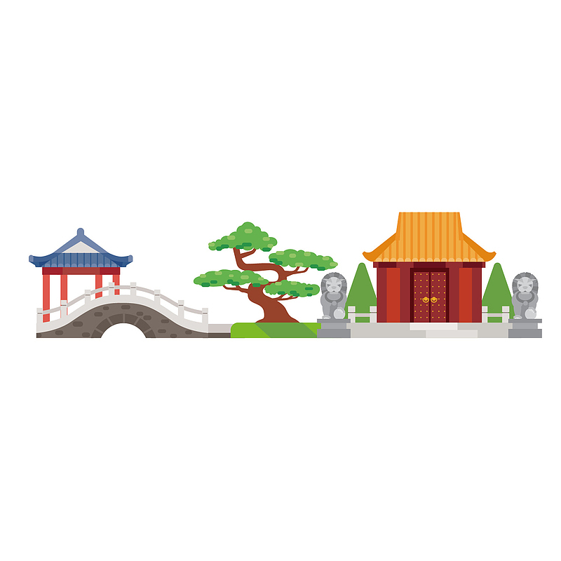 古典园林矢量手绘