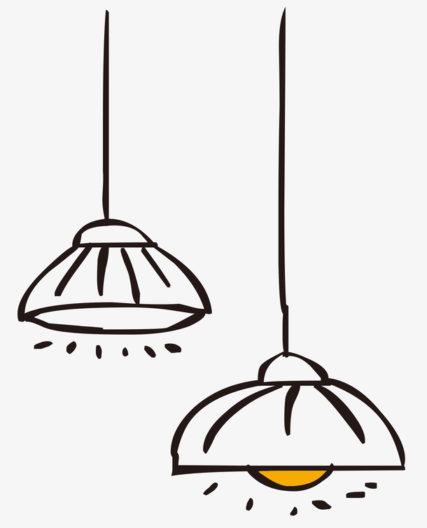 黑色简约线条挂灯装饰图案