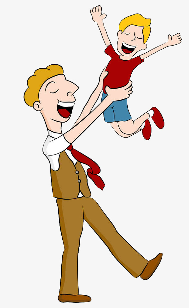 简约手绘插图父亲节欢乐的父子亲