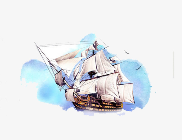 插画航海船