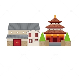 黄色寺庙矢量手绘