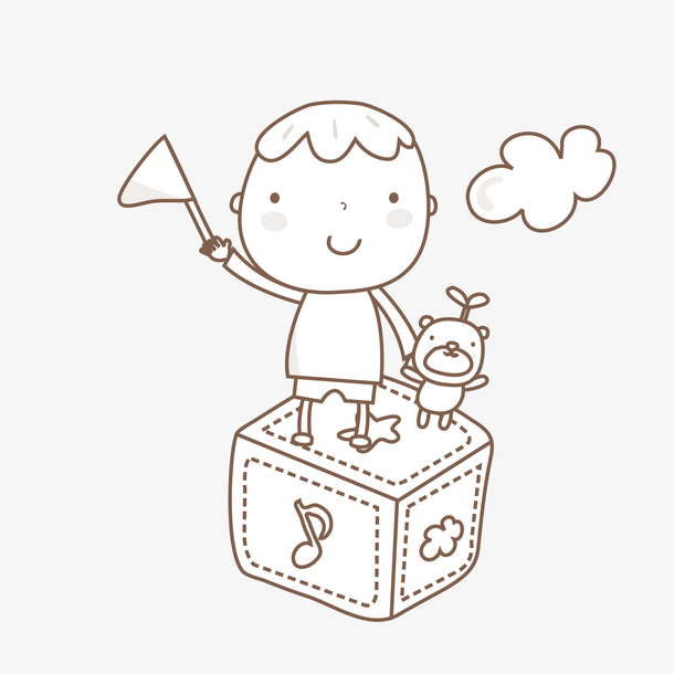 小男孩和小熊简笔画