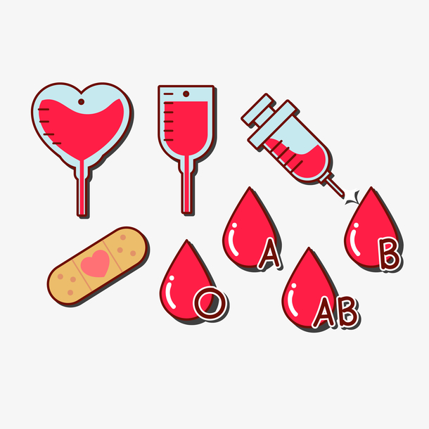矢量简约血型血袋卡通献血