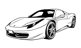 简约手绘线描跑车造型