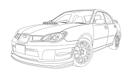 简约手绘线描轿车造型