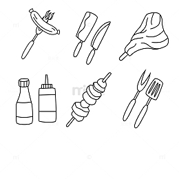 黑色线条烤串矢量