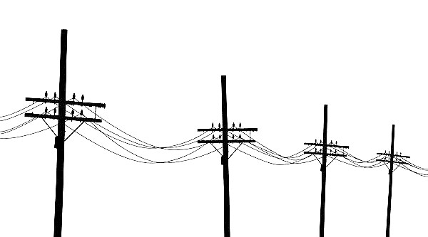 黑色手绘线条电线杆