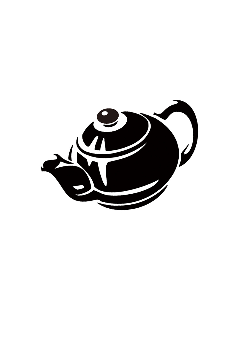 黑色手绘茶壶