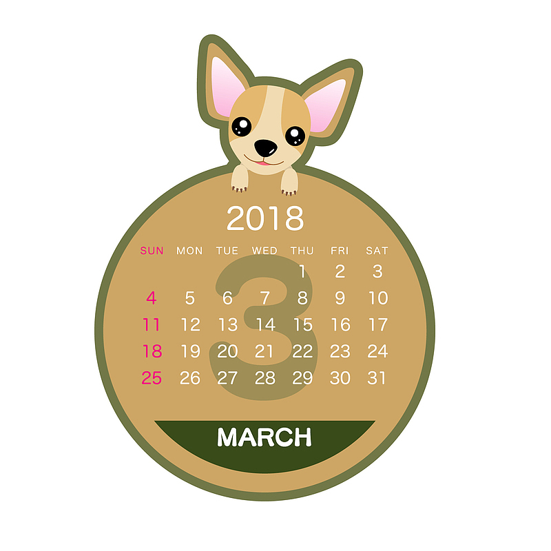 卡通可爱的小狗日历设计