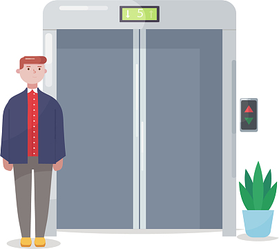 商务港公司职员等电梯