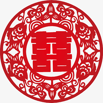 红色中国风双喜剪纸
