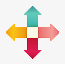 卡通四个方向分岔路口指向矢量