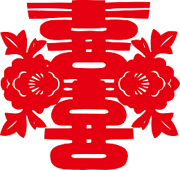喜字窗花帖矢量图
