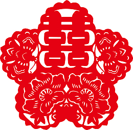 双喜剪纸矢量素材图