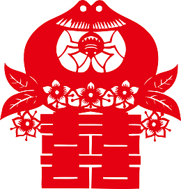 大红双喜窗花素材图